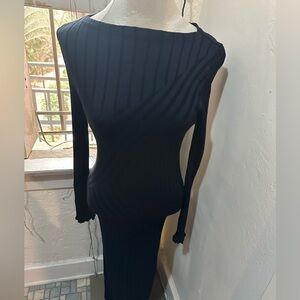 Topshop Black and navy blue Long Sleeve Dress